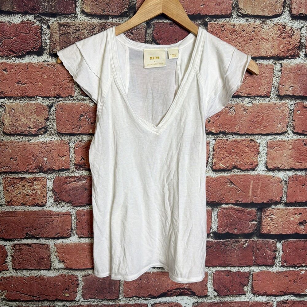 Anthropologie Maeve Sleeveless Ruffled Blouse XS White Preppy